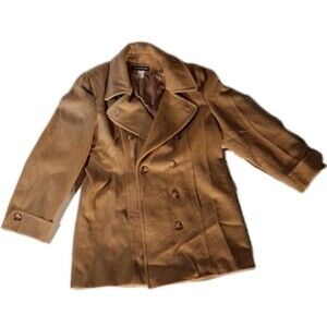 Vintage Savannah Tan 100% Pure Wool  Peacoat Double Breasted Women Size 12